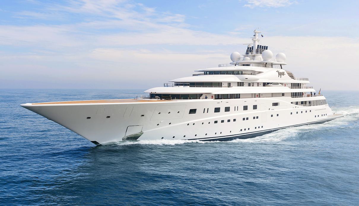 10 Best Superyachts in the World – Topaz – A high-tech yacht with eight decks, two helipads, a swimming pool, and a luxury wellness spa