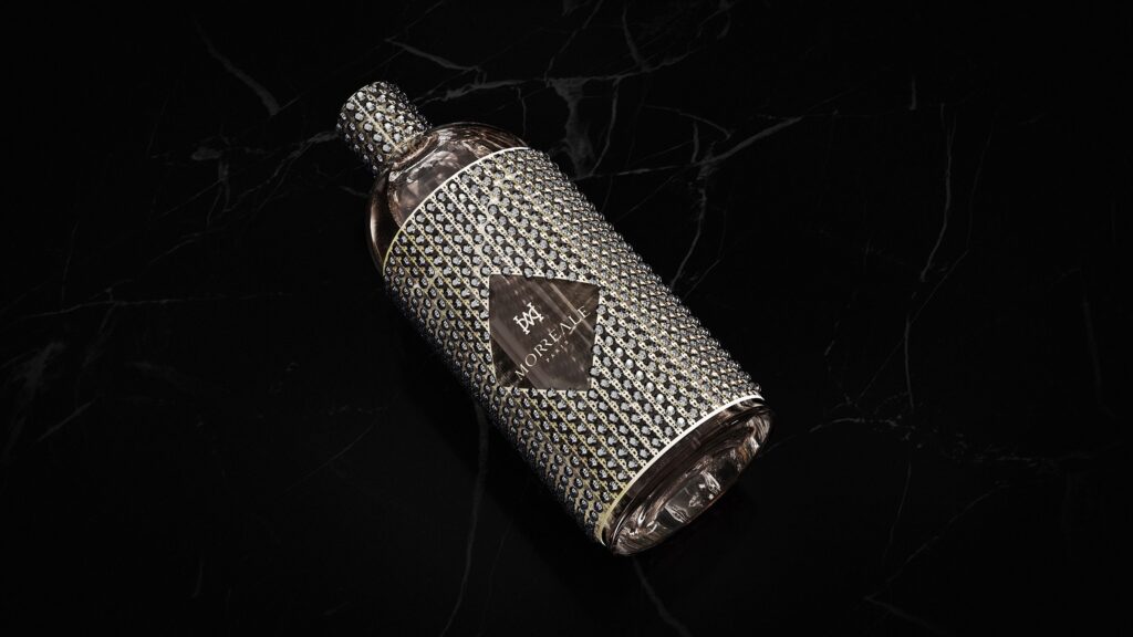 Le Monde Sur Mesure bottle on display – one of the 10 Most Expensive Perfumes in the world, priced at $1.8 million.