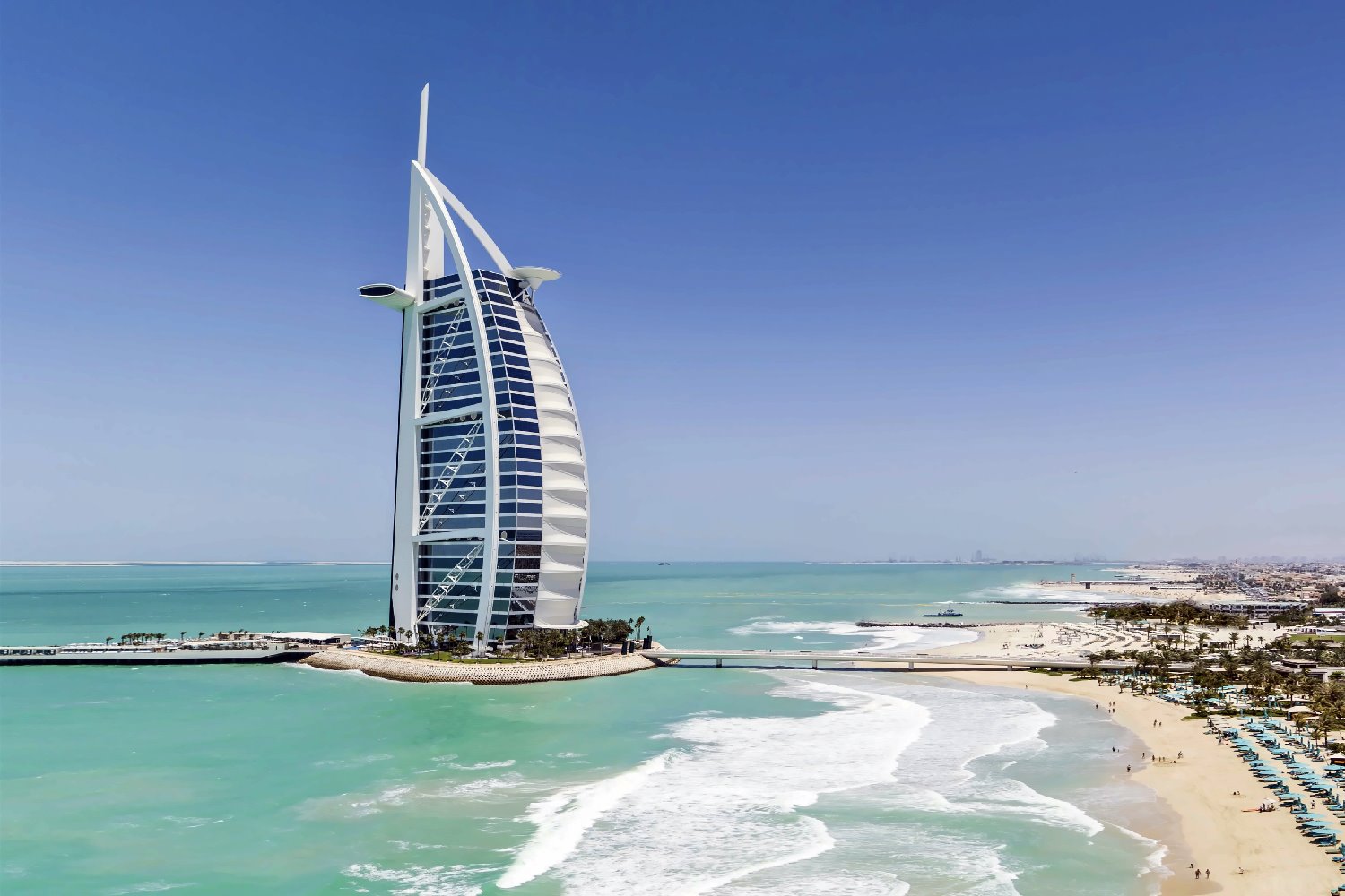 Burj Al Arab in Dubai – 7-star icon featured in the 10 Most Famous Luxury Hotels with stunning Arabian Gulf views.