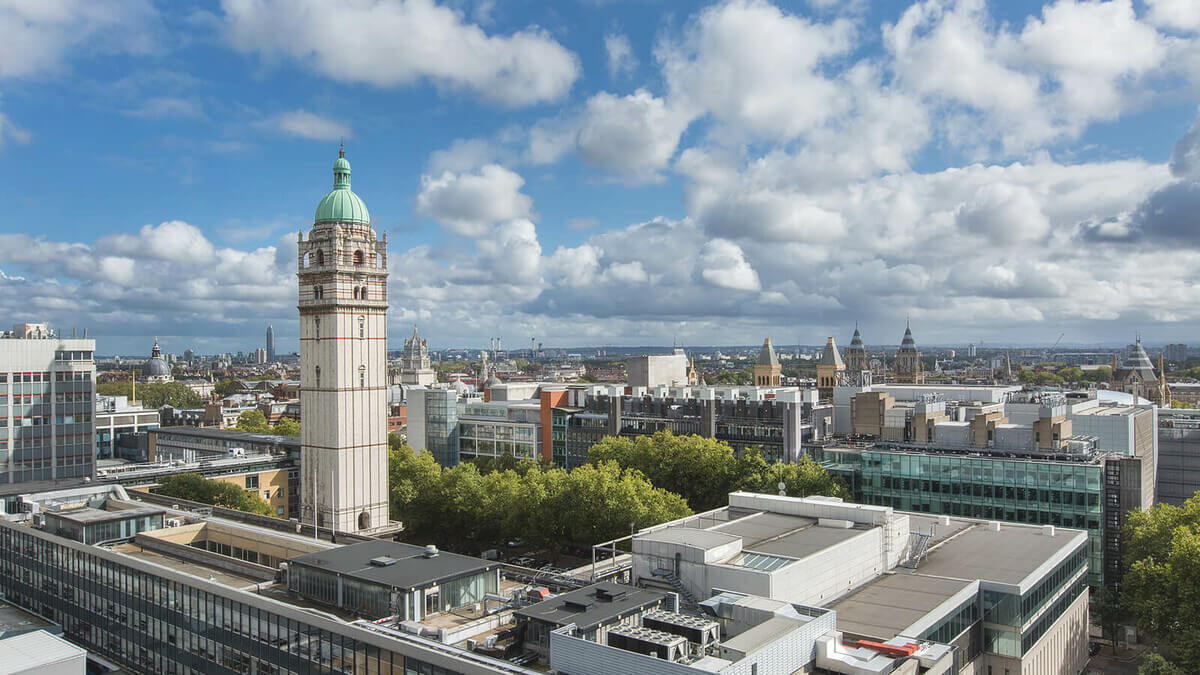Imperial College London aerial view – 10 Best Universities in the World in engineering, medicine, and applied science.