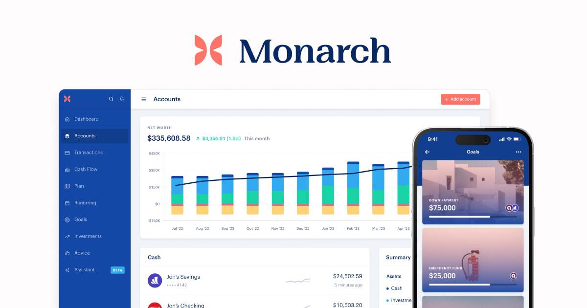 Monarch Money dashboard highlighting all-in-one wealth and budget management in 10 Top Personal Finance Platforms.