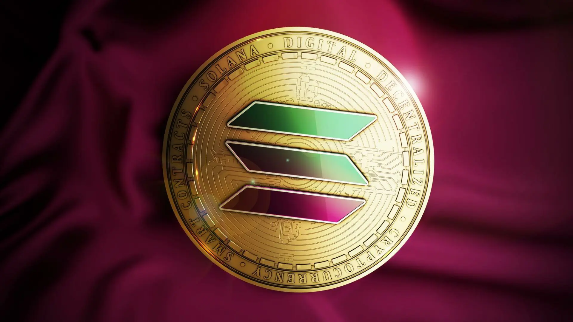 Solana branding used to show ultra-fast blockchain ranking in the 10 Top Cryptocurrencies in the World.