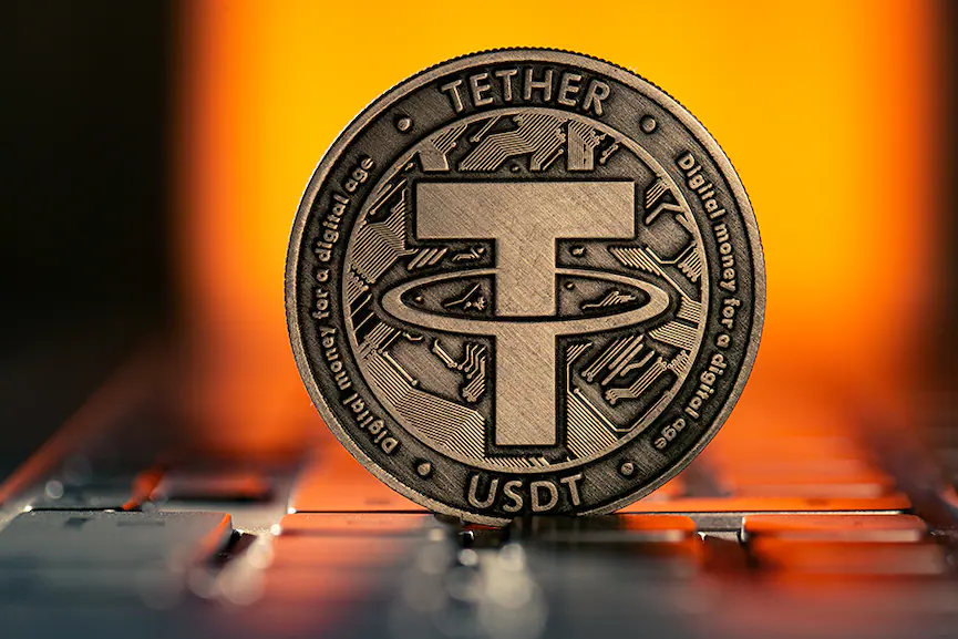 Tether logo used to highlight the leading stablecoin pegged to the U.S. dollar in the 10 Top Cryptocurrencies in the World.