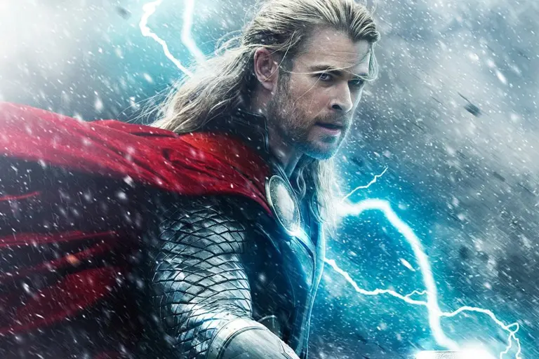 Chris Hemsworth as Thor, a powerful figure among the 10 Most Famous Actors in the World.