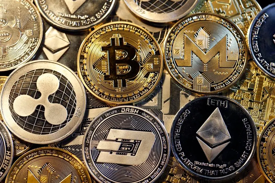 Cryptocurrencies - digital coins visual in the 10 Most Popular Investment Options for tech-savvy investors.