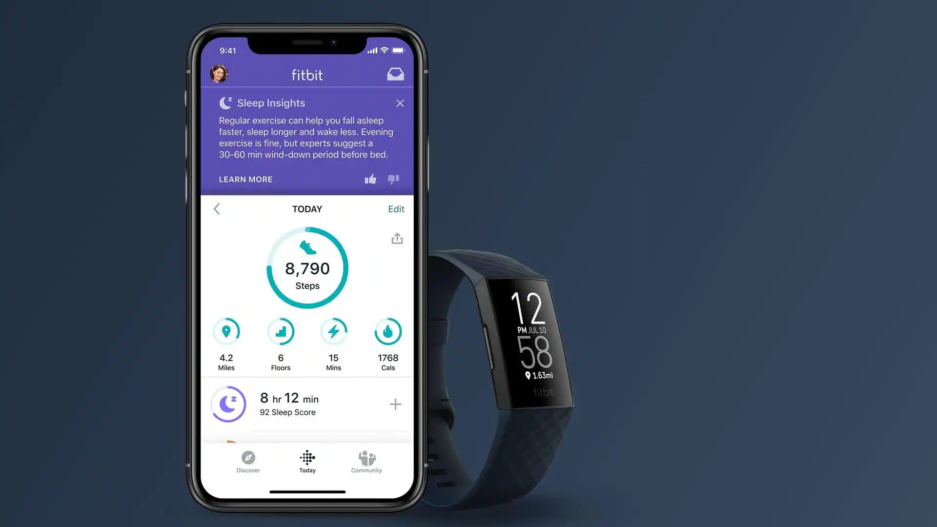 Fitbit fitness tracker dashboard – Among the 10 Most Popular Fitness Apps in the World for steps, heart rate, and sleep tracking.