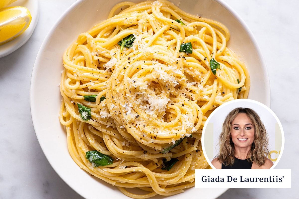 Giada De Laurentiis plating lemon spaghetti – among the 10 Most Famous Chefs in the World known for Italian-American flair.