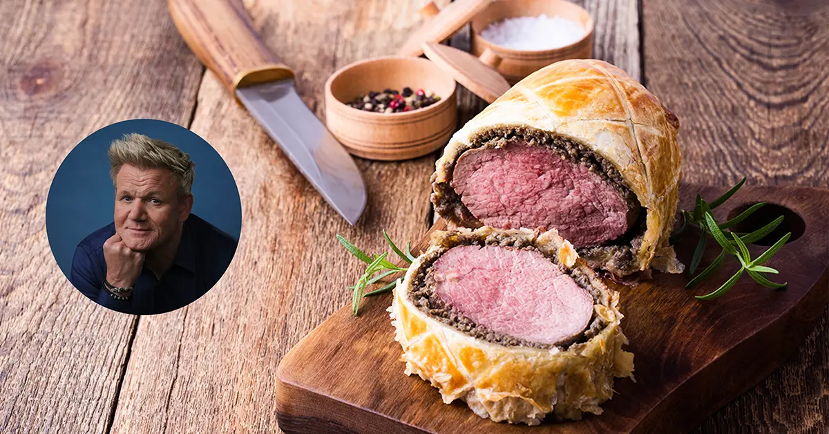 Gordon Ramsay's Beef Wellington – one of the 10 Most Famous Chefs in the World known for fiery passion and Michelin stars.