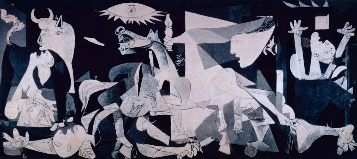 Guernica by Pablo Picasso, one of the 10 Most Famous Paintings in the World, featured in Museo Reina Sofía, Madrid.