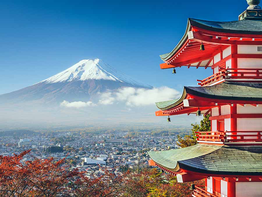 Mount Fuji in Japan, ranked in the 10 Most Popular Countries in the World for culture and innovation.