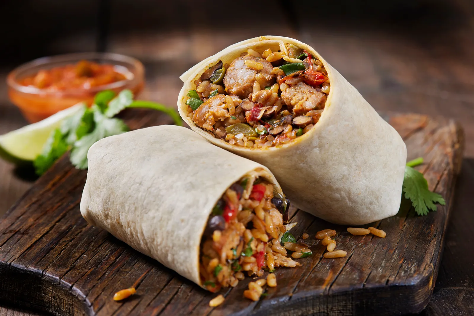 Vibrant burritos from Mexico showcased in the 10 Most Popular Cuisines in the World.