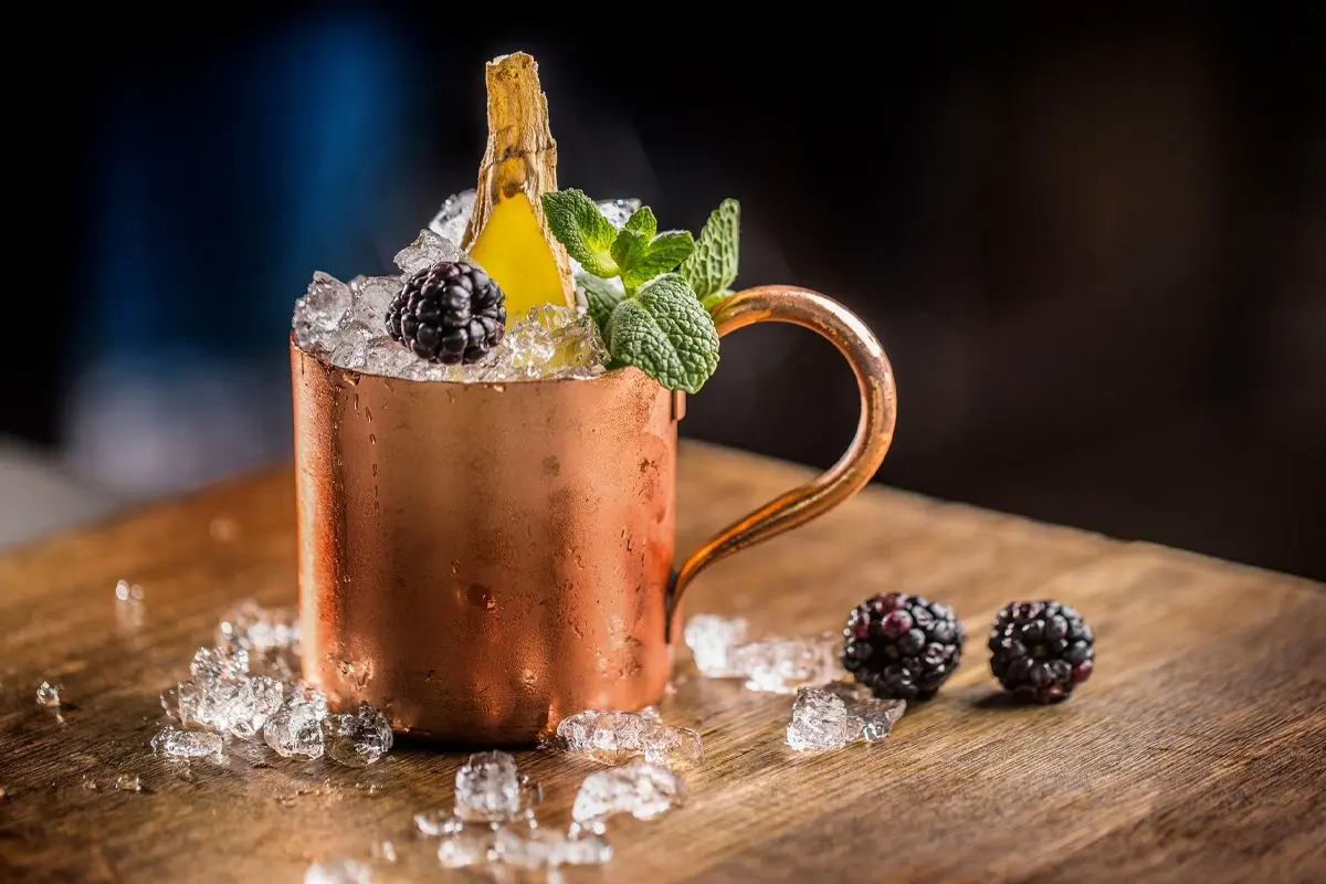 Moscow Mule in a copper mug – fizzy and zesty, a modern favorite included in the 10 Most Popular Cocktails in the World.