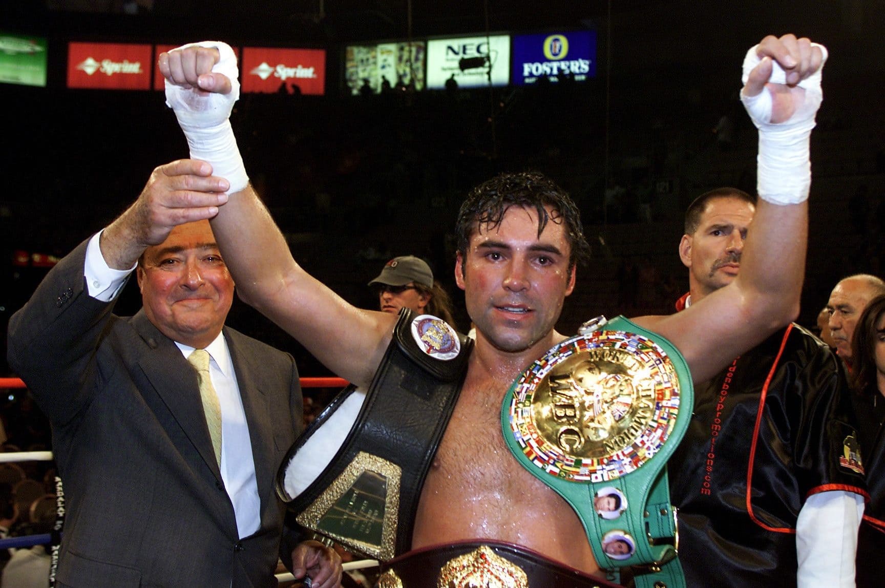 Oscar De La Hoya with medals, ranked in the 10 Most Famous Boxers in the World for his titles and global appeal.