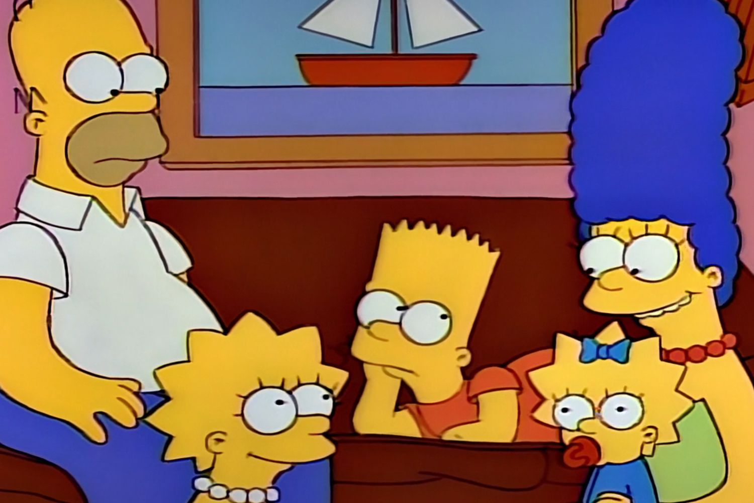 The Simpsons family on the couch, representing a classic from the 10 Most Popular Cartoons in the World.