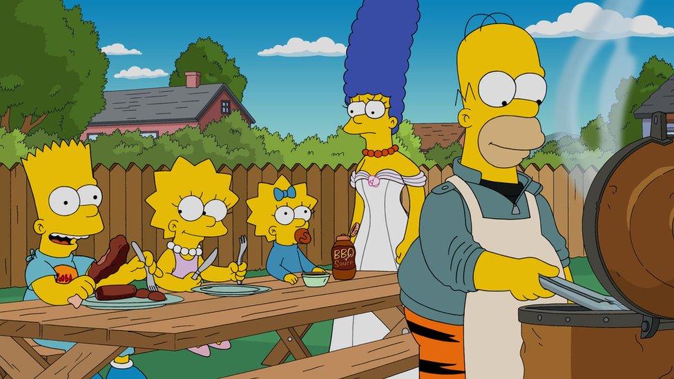 Homer, Marge, Bart, Lisa, and Maggie from The Simpsons – part of the 10 Most Popular TV Shows of all Time.