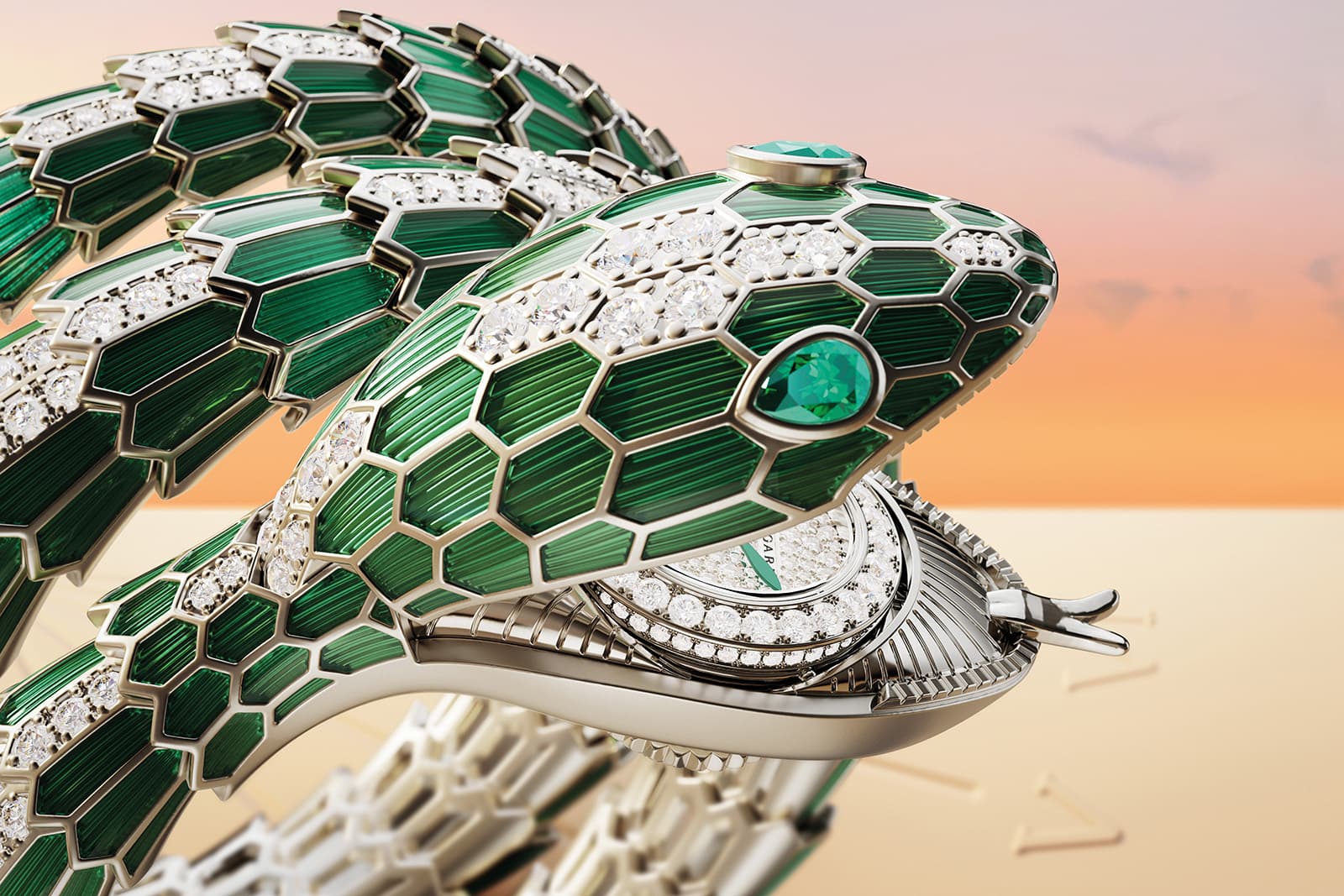 Bulgari Serpenti bracelet watch in vibrant gemstones as seen in the Ultimate Luxury Jewelry Buying Guide for bold Italian elegance.
