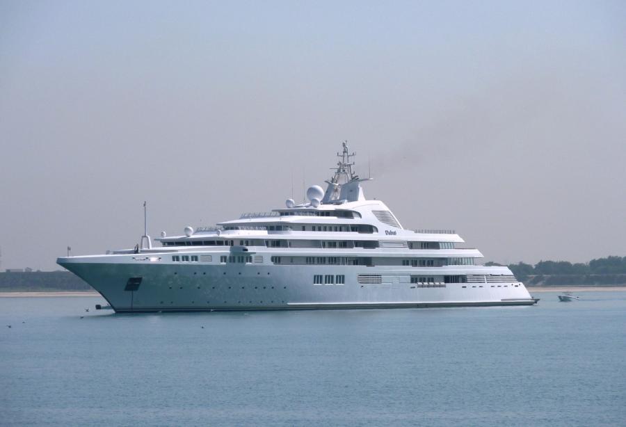 10 Most Expensive Superyachts in the World – Dubai, a $400 million superyacht owned by Sheikh Mohammed, featuring grand staircases and a helipad