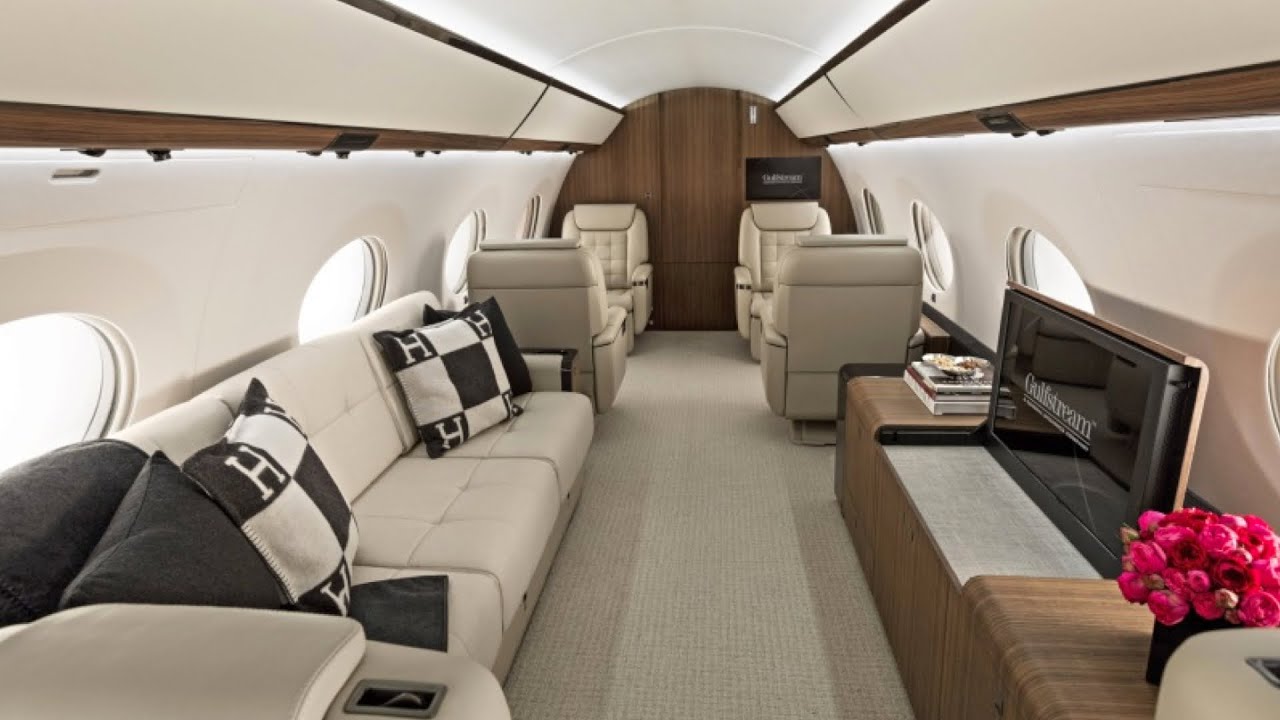 Gulfstream jet interior featured in the Complete Luxury Private Jet Buying Guide showcasing elite cabin design and long-range travel.