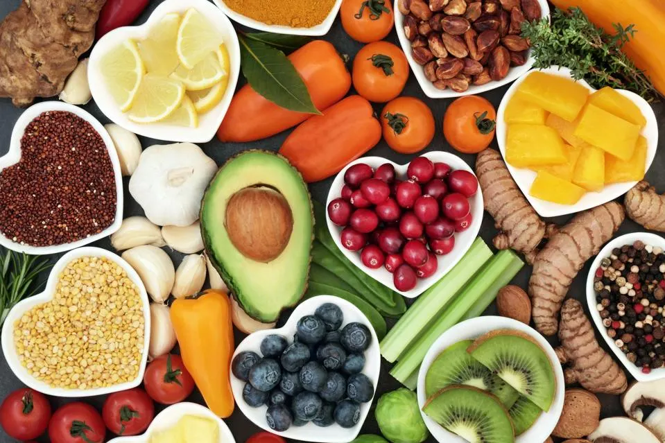 Colorful healthy meal with fruits and vegetables - 10 Most Popular Mental Health Practices for brain health