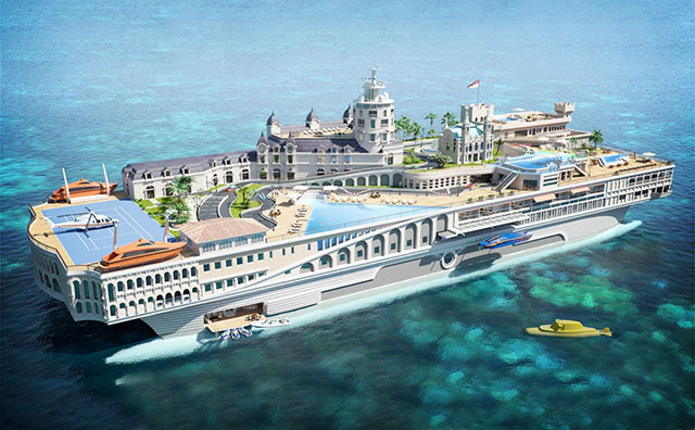 10 Most Expensive Superyachts in the World – Streets of Monaco, a $1 billion concept yacht designed as a floating replica of Monaco’s cityscape