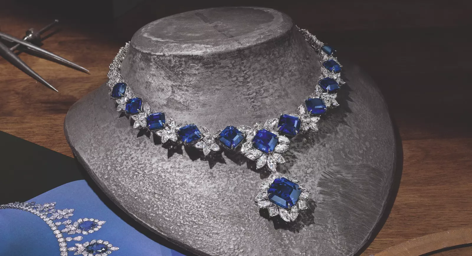 Elegant diamond and sapphire necklace featured in the Ultimate Luxury Jewelry Buying Guide showcasing timeless luxury craftsmanship.