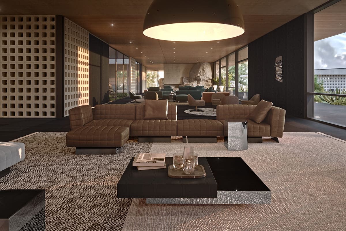 Italian leather sofa and coffee table featured in Complete Luxury Furniture Buying Guide for elegant living rooms.